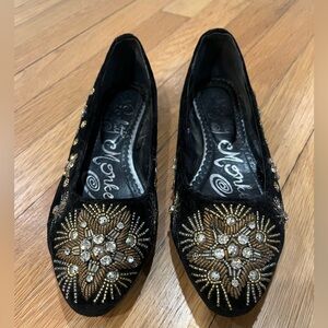 Beaded Star Flats in Black Velvet